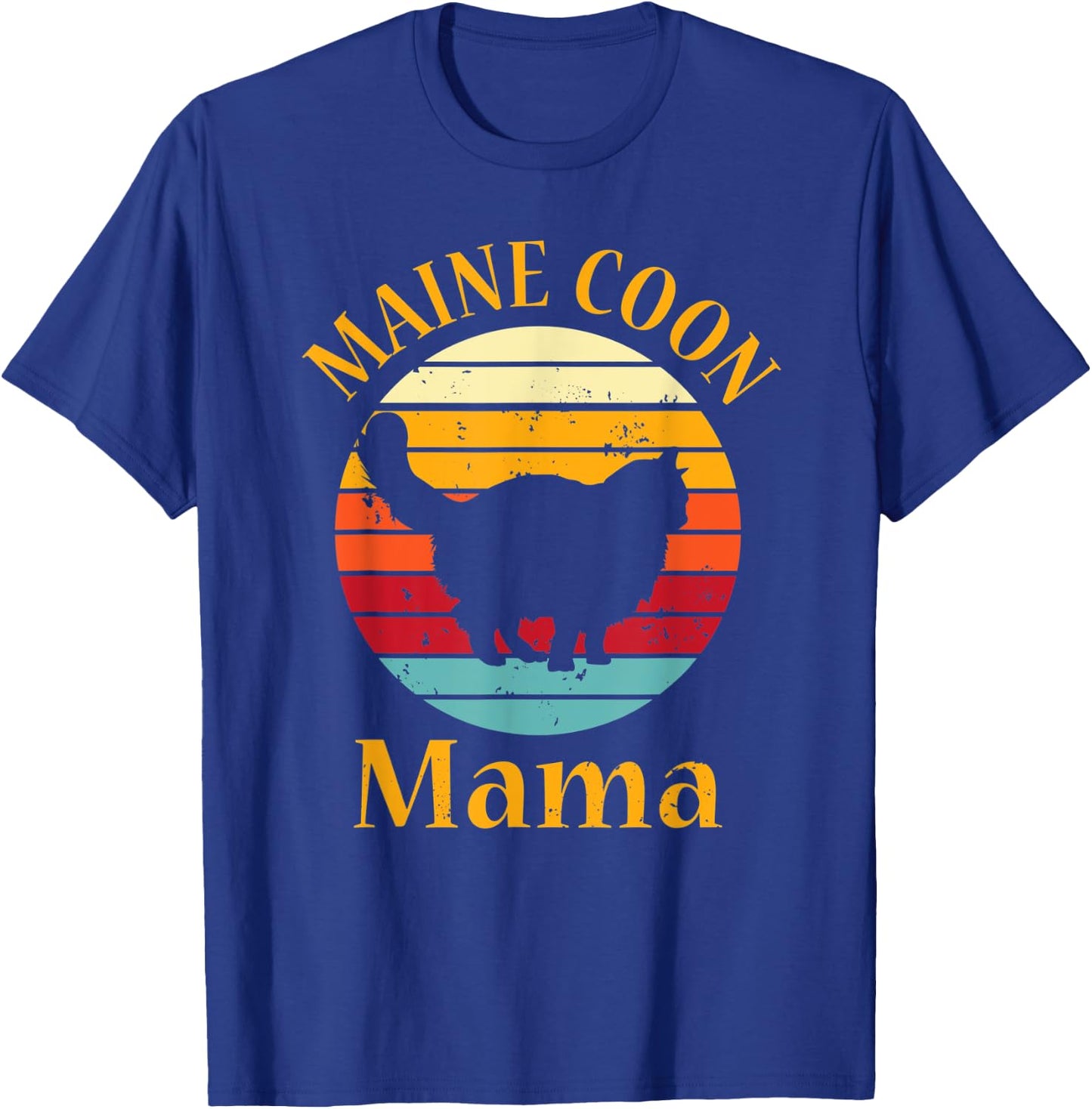 Retro Maine Coon Cat Mom Pet Owner Vintage Maine Coon Mama Men Women T-Shirt - T-Shirt | Royal