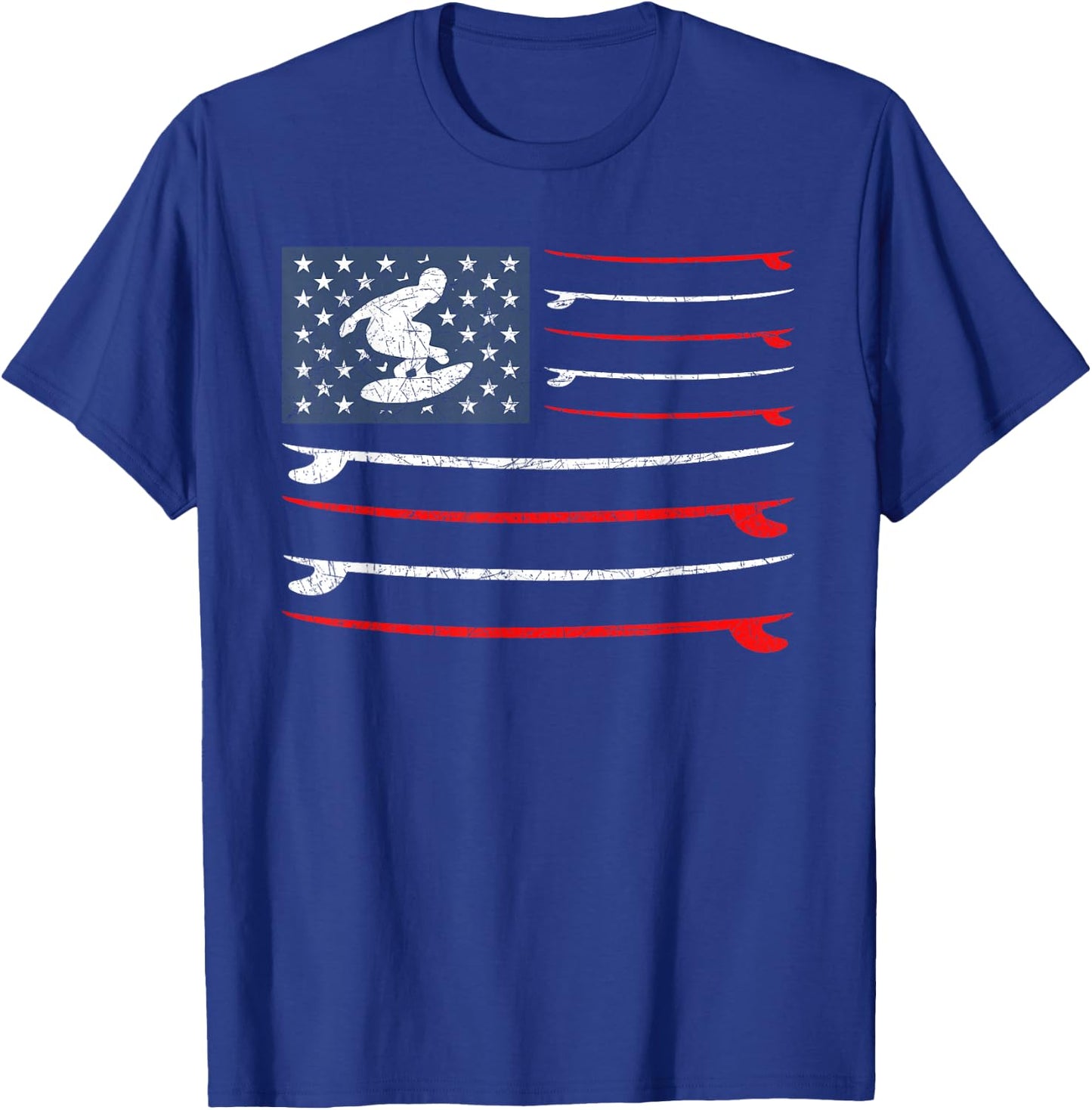 US Flag 4th Of July Surf Patriotic Surfer Surfing T-Shirt - T-Shirt | Royal