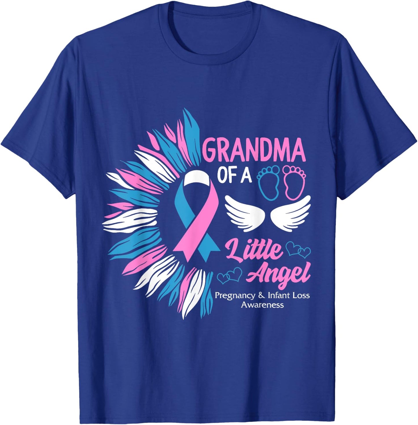 Grandma Of Little Angel Pregnancy Infant Loss Awareness Mom T-Shirt - T-Shirt | Royal