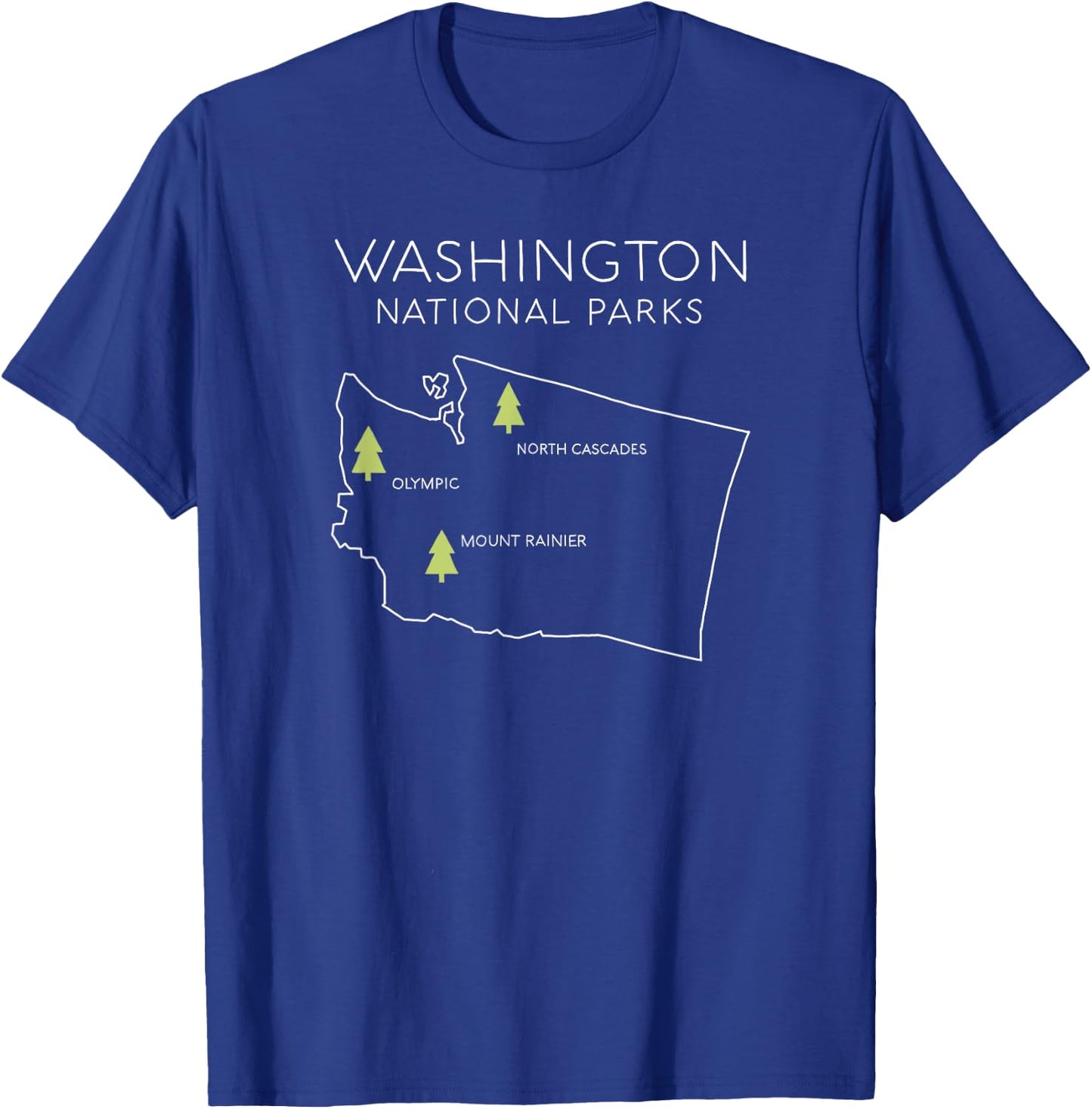 Washington National Park Map Mount Rainer North Cascades T-Shirt - T-Shirt | Royal