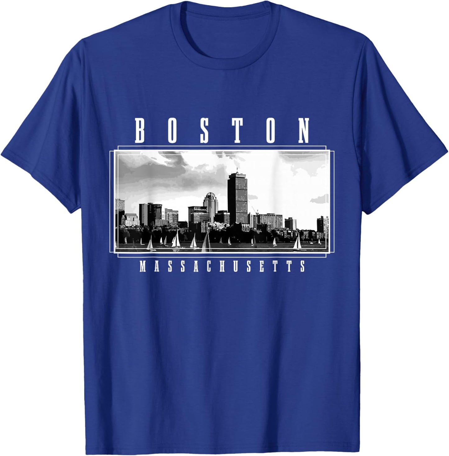 Boston Skyline Massachusetts Pride Vintage Boston T-Shirt - T-Shirt | Royal