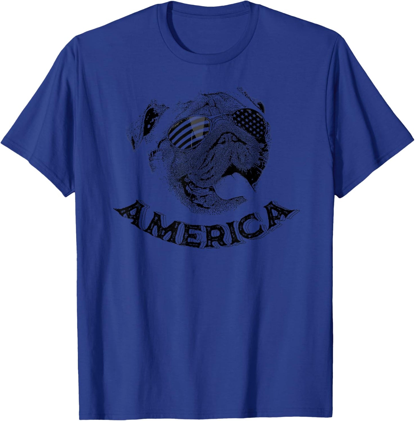 America Dog With Sunglasses July 4th - Pug 4th Of July T-Shirt - T-Shirt | Royal
