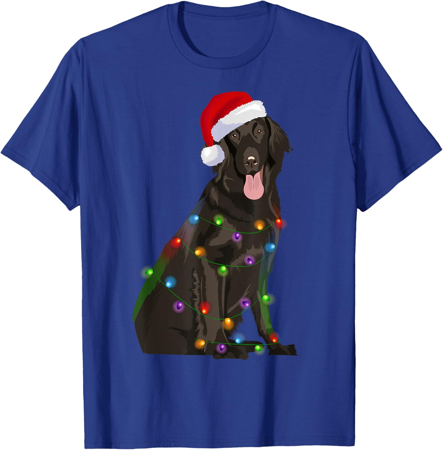 Flat-coated Retriever Christmas Lights Xmas Dog Lover T-Shirt - T-Shirt | Royal