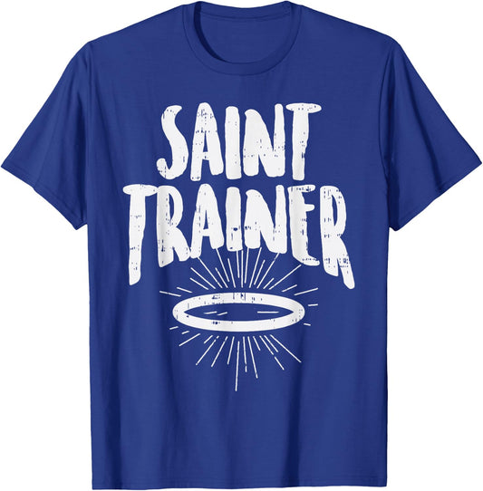 Saint Trainer Halo Workout Funny God Jesus Christian Gift T-Shirt - T-Shirt | Royal