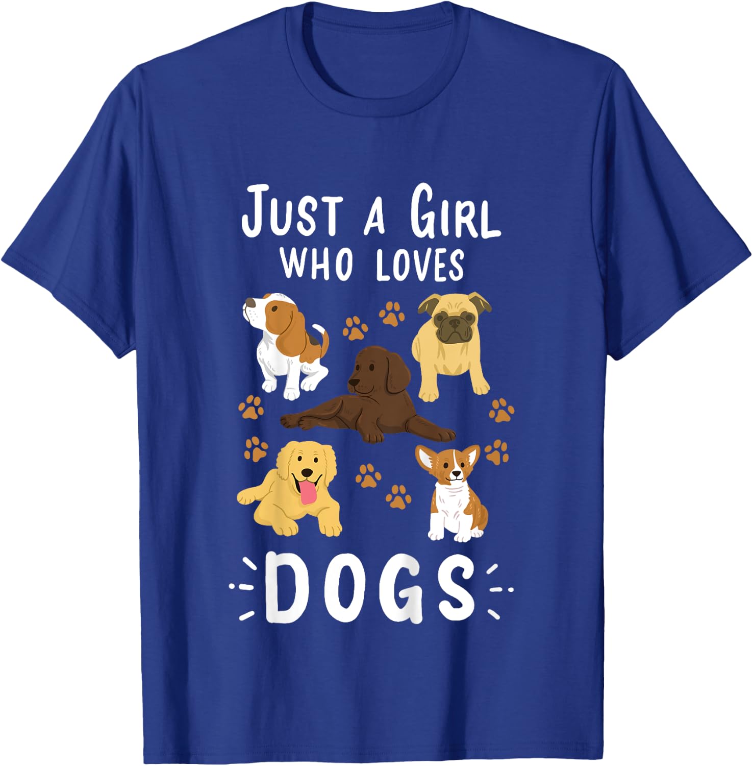 Kids Just a Girl Who Loves Dogs Dog Lover Gift Girls T-Shirt - T-Shirt | Royal