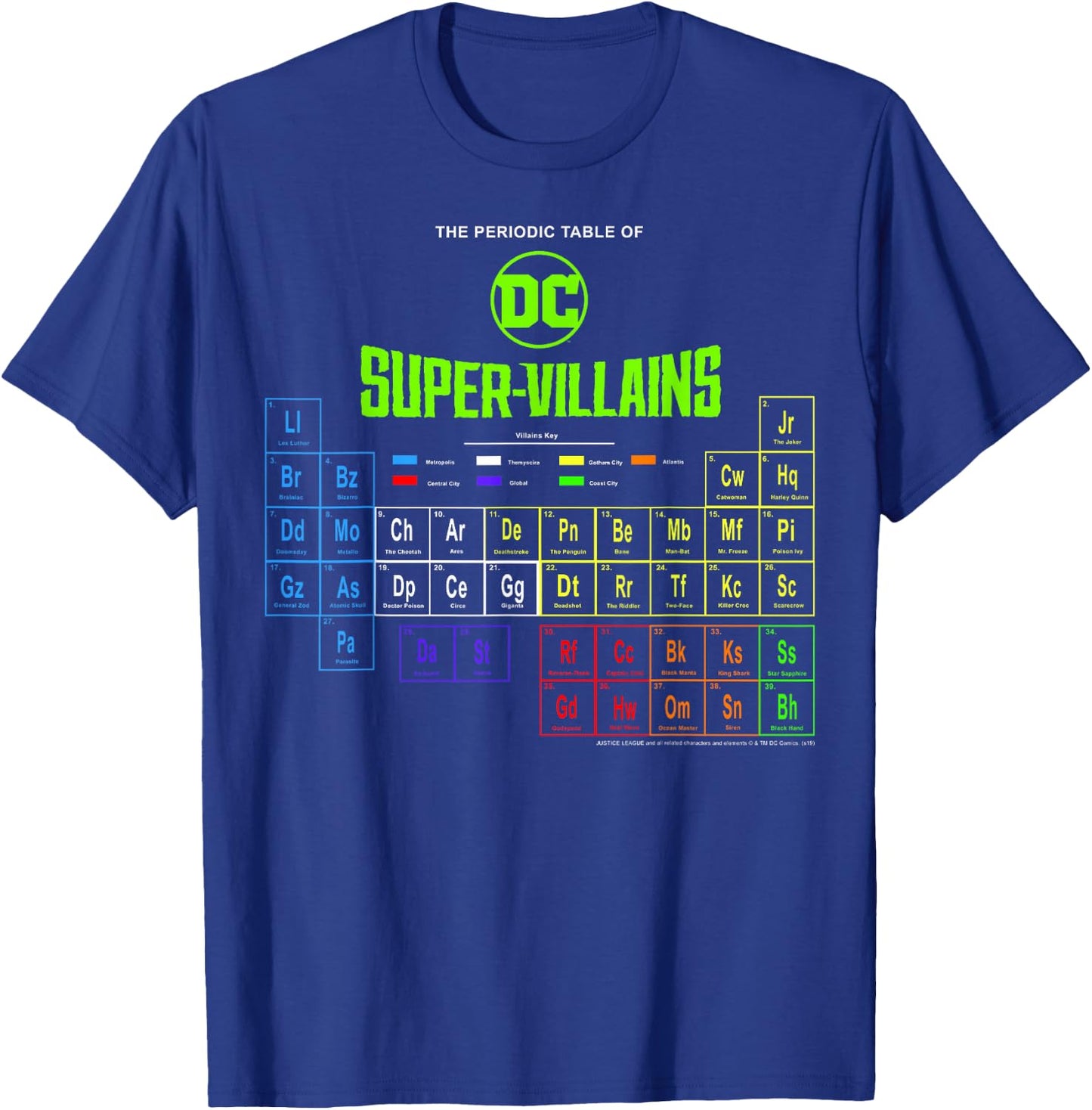 DC Comics The Periodic Table of Super Villains T-Shirt - T-Shirt | Royal