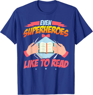 Book Reading Superheroes Like To Read T-Shirt - T-Shirt | Royal