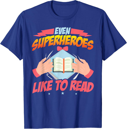 Book Reading Superheroes Like To Read T-Shirt - T-Shirt | Royal