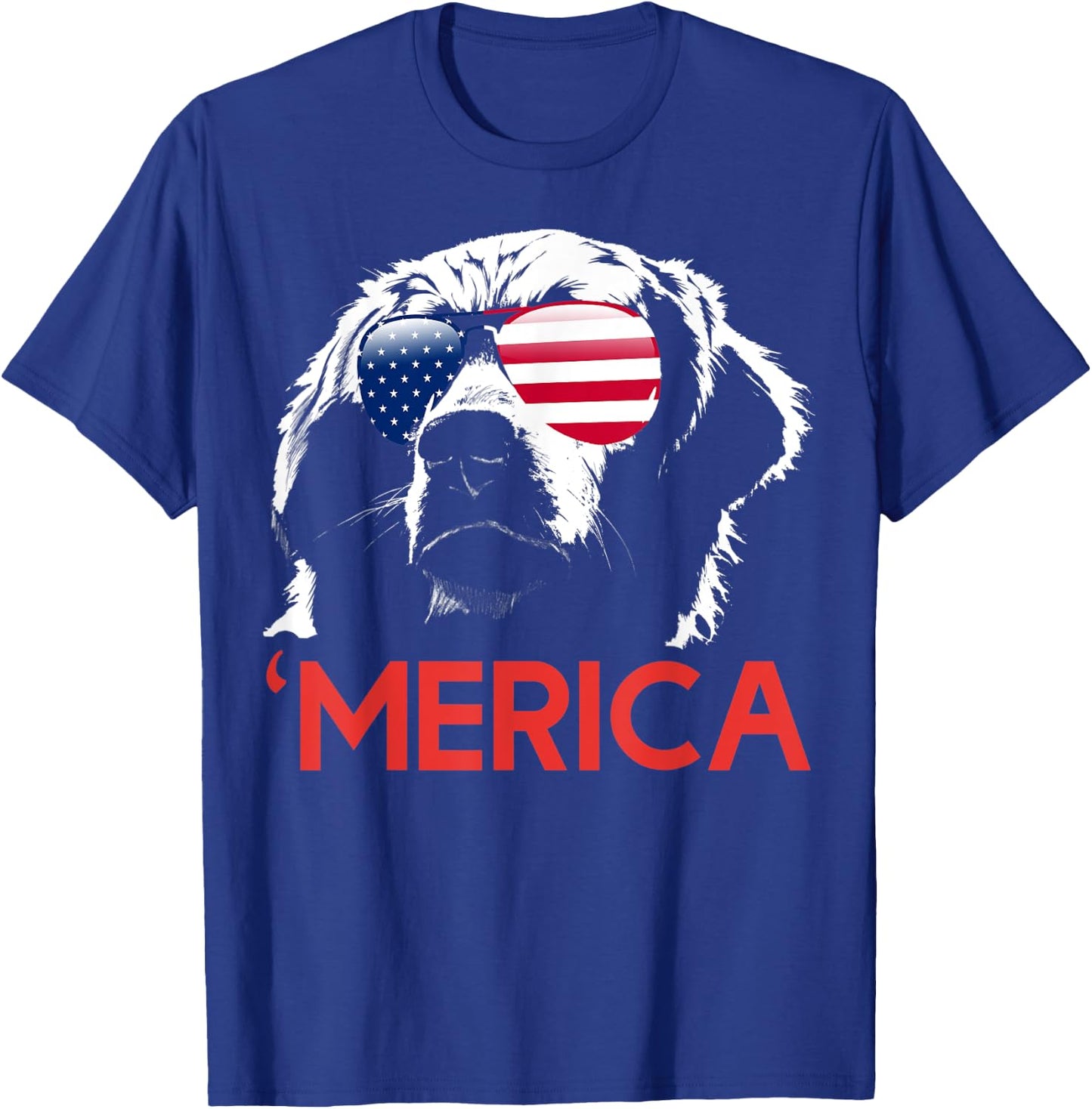 Merica Golden Retriever American Flag 4th of July T-Shirt - T-Shirt | Royal