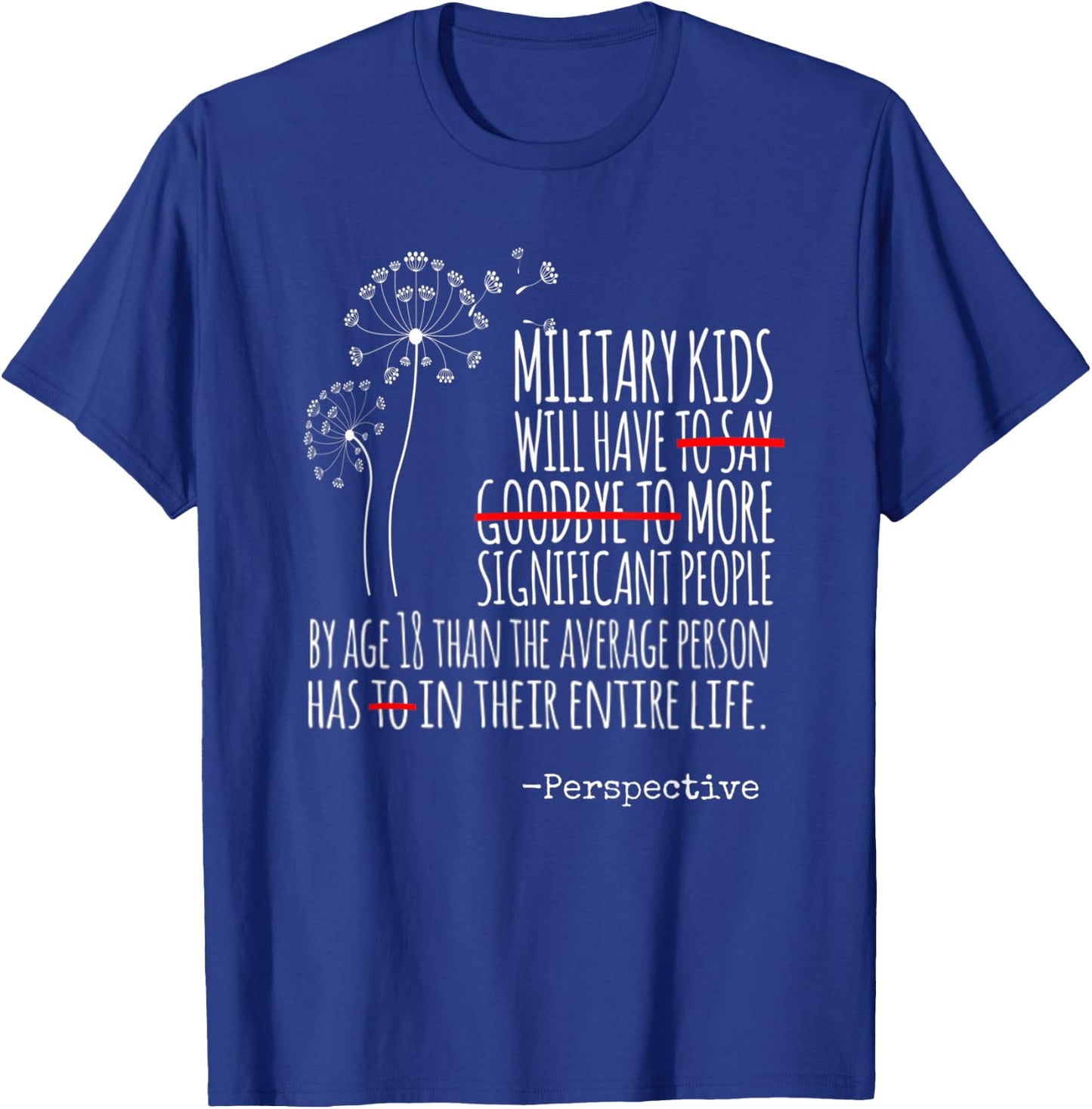 MILITARY KIDS, Military BRAT, Dandelion TCK T-Shirt - T-Shirt | Royal