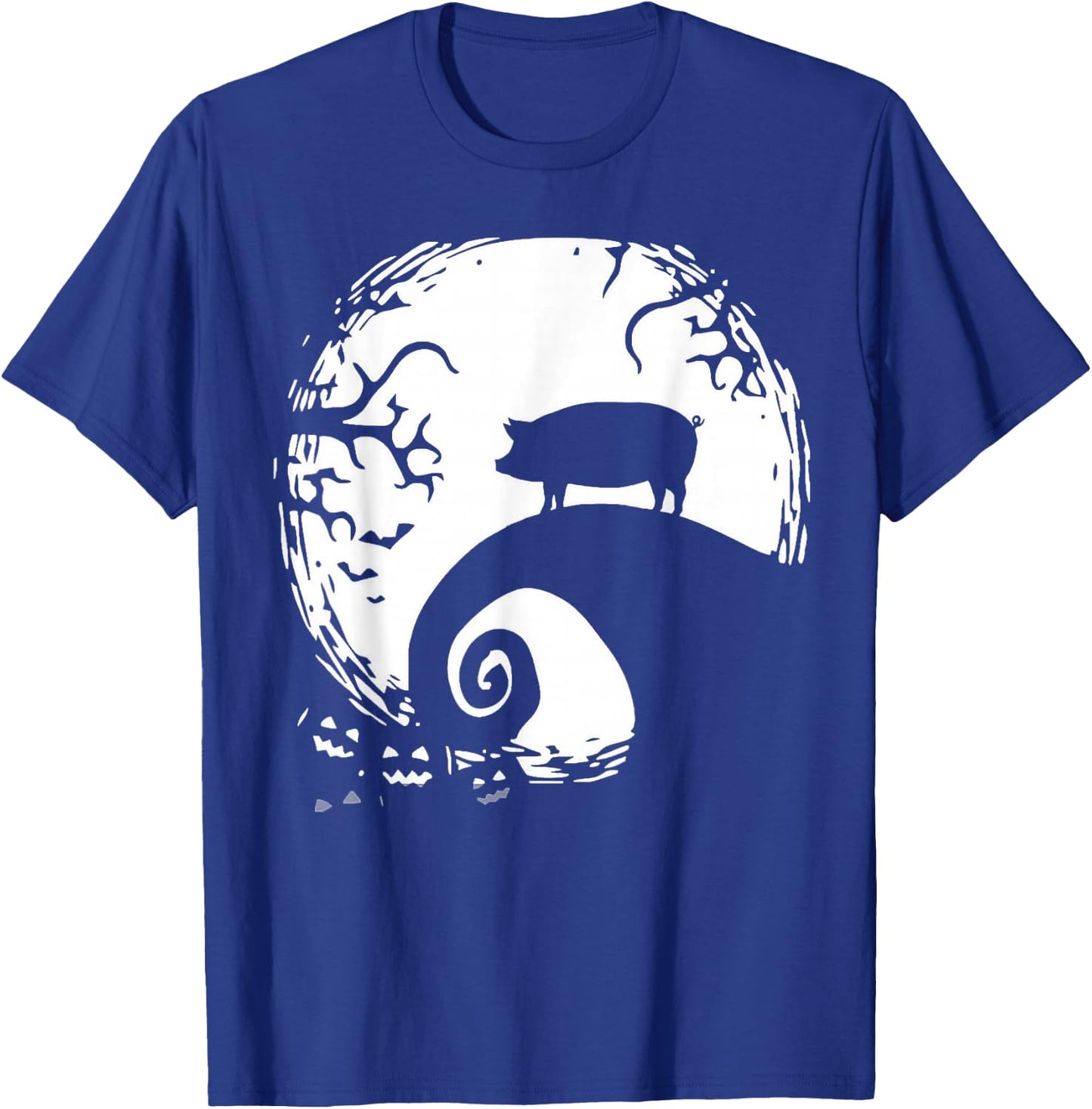 Pig And Moon Halloween T-Shirt - T-Shirt | Royal