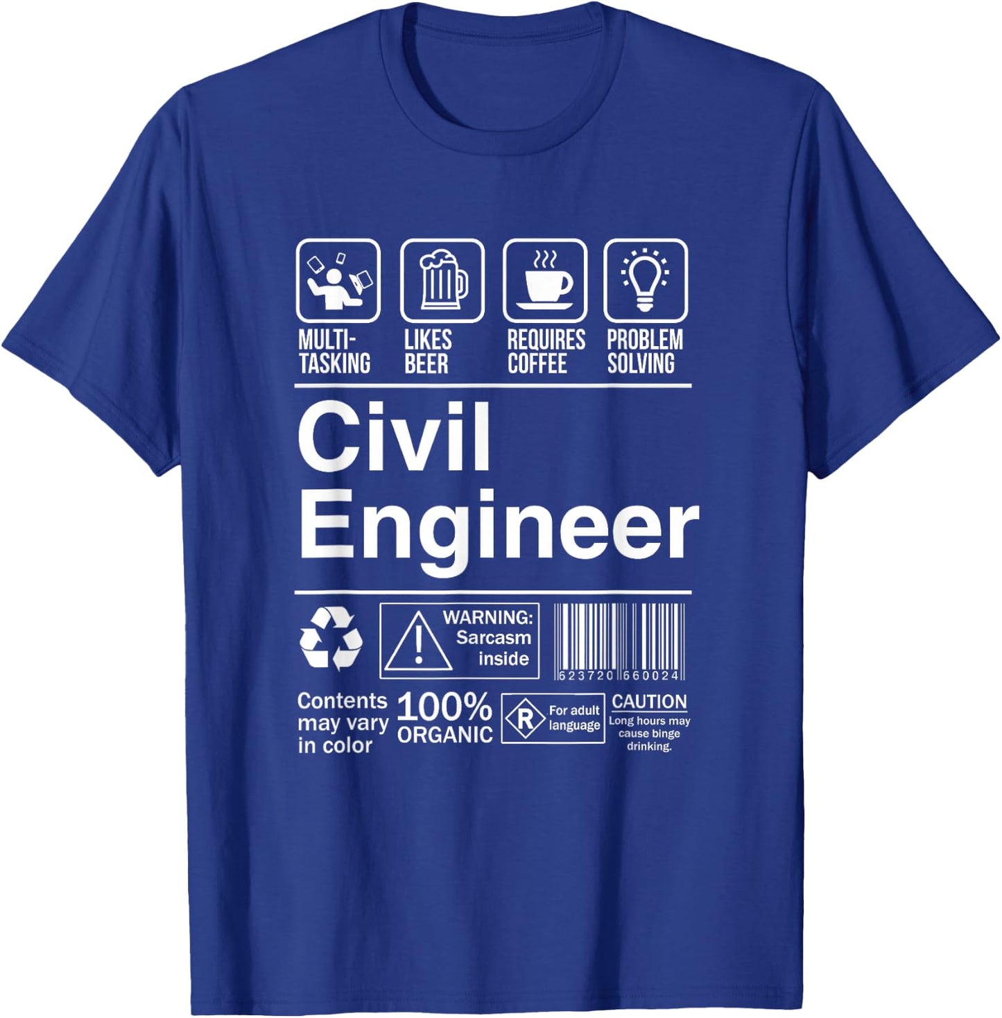 Civil Engineer Product Label Funny Gift T-Shirt - T-Shirt | Royal