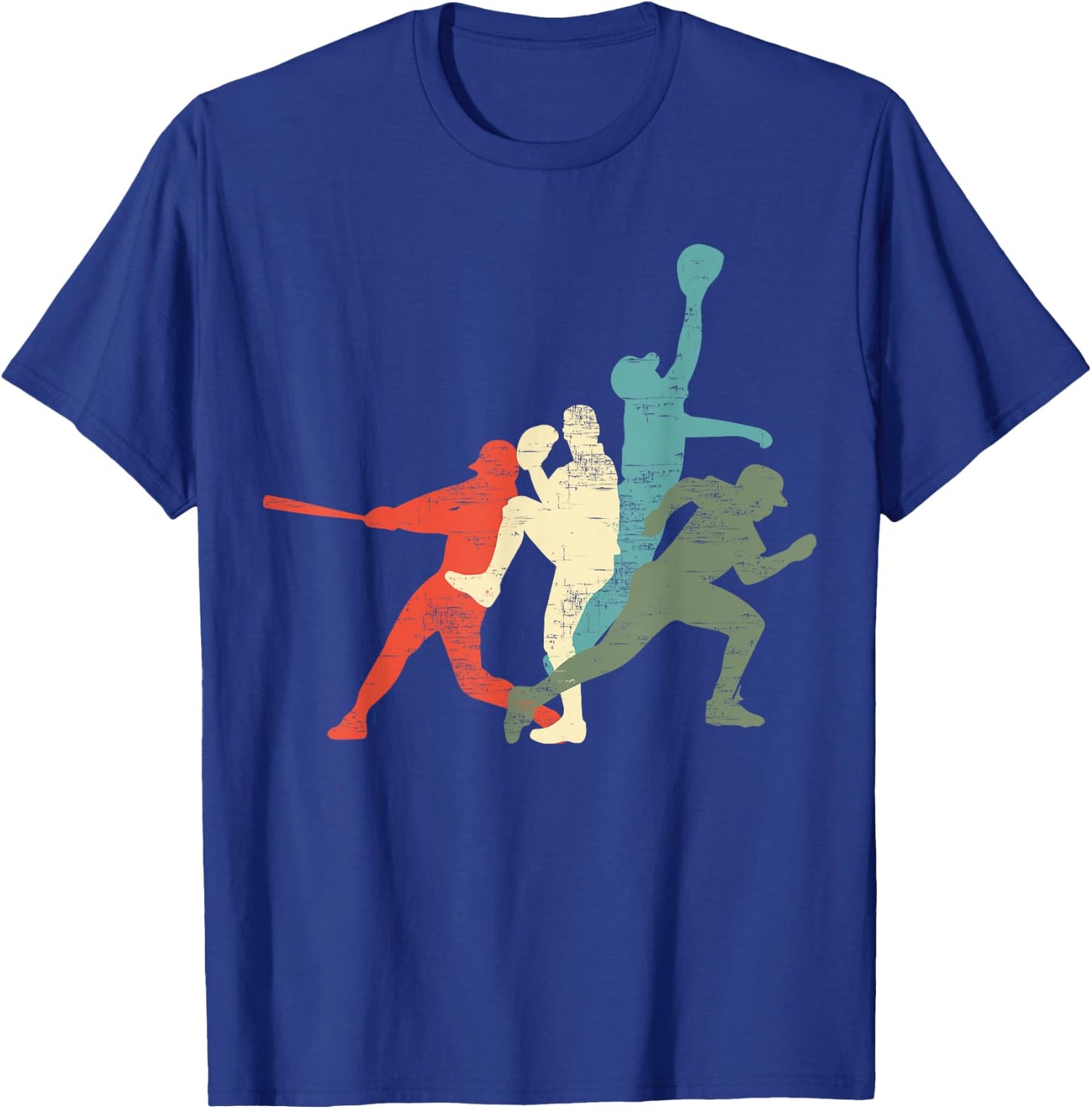 Baseball Vintage | Retro Catcher Pitcher Batter T-Shirt - T-Shirt | Royal