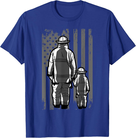 Firefighter Dad Firefighting Patriotic Fireman Father's Day T-Shirt - T-Shirt | Royal