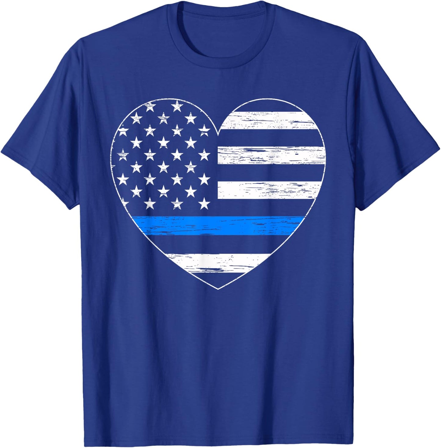 Thin Blue Line USA Flag Law Enforcement Police Cop Policeman T-Shirt - T-Shirt | Royal