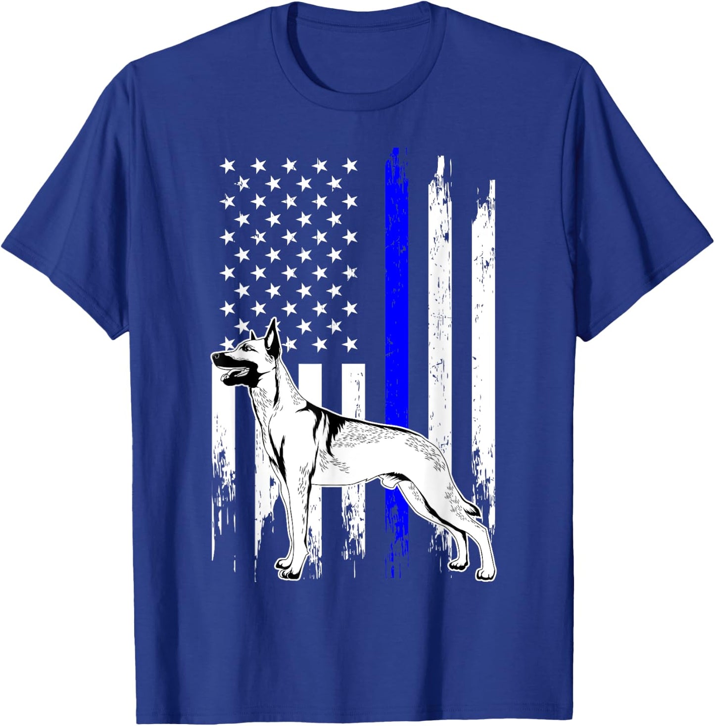 Belgian Malinois K9 Unit Thin Blue Line US Flag Police Gift T-Shirt - T-Shirt | Royal