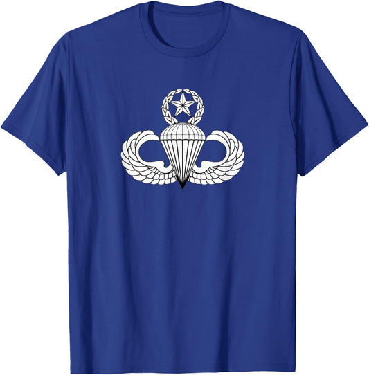 Master Parachute Badge Jump Wings Military Vet Fort Bragg T-Shirt - T-Shirt | Royal
