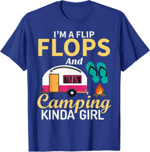 Camping Lover I'm A Flip Flops And Camping Kinda Girl T-Shirt - T-Shirt | Royal