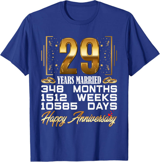 29 Years Married - Funny 29th Wedding Anniversary T-Shirt - T-Shirt | Royal
