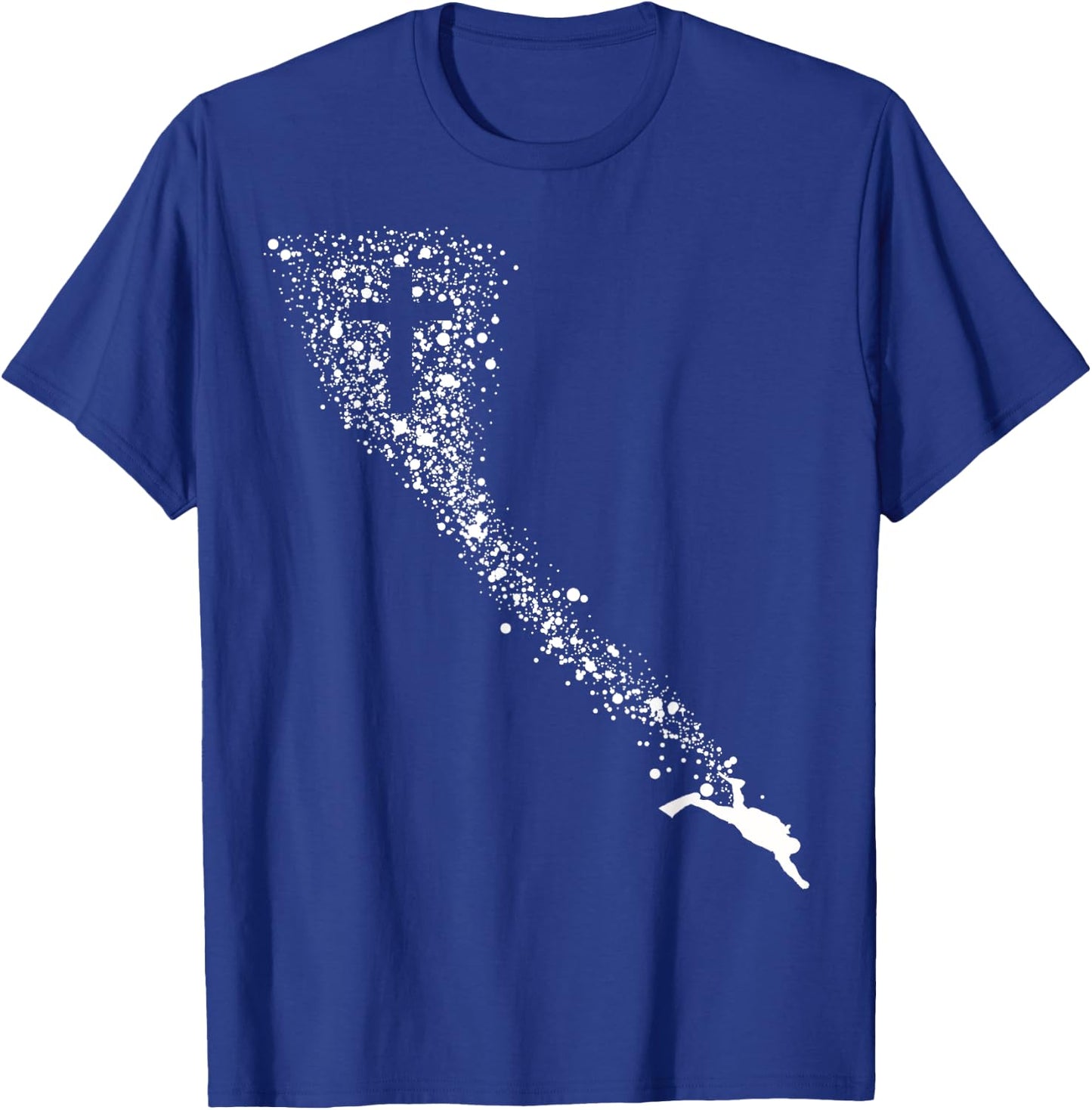 Christian Scuba Diving Jesus Cross Dive Flag Faith Diver Art T-Shirt - T-Shirt | Royal