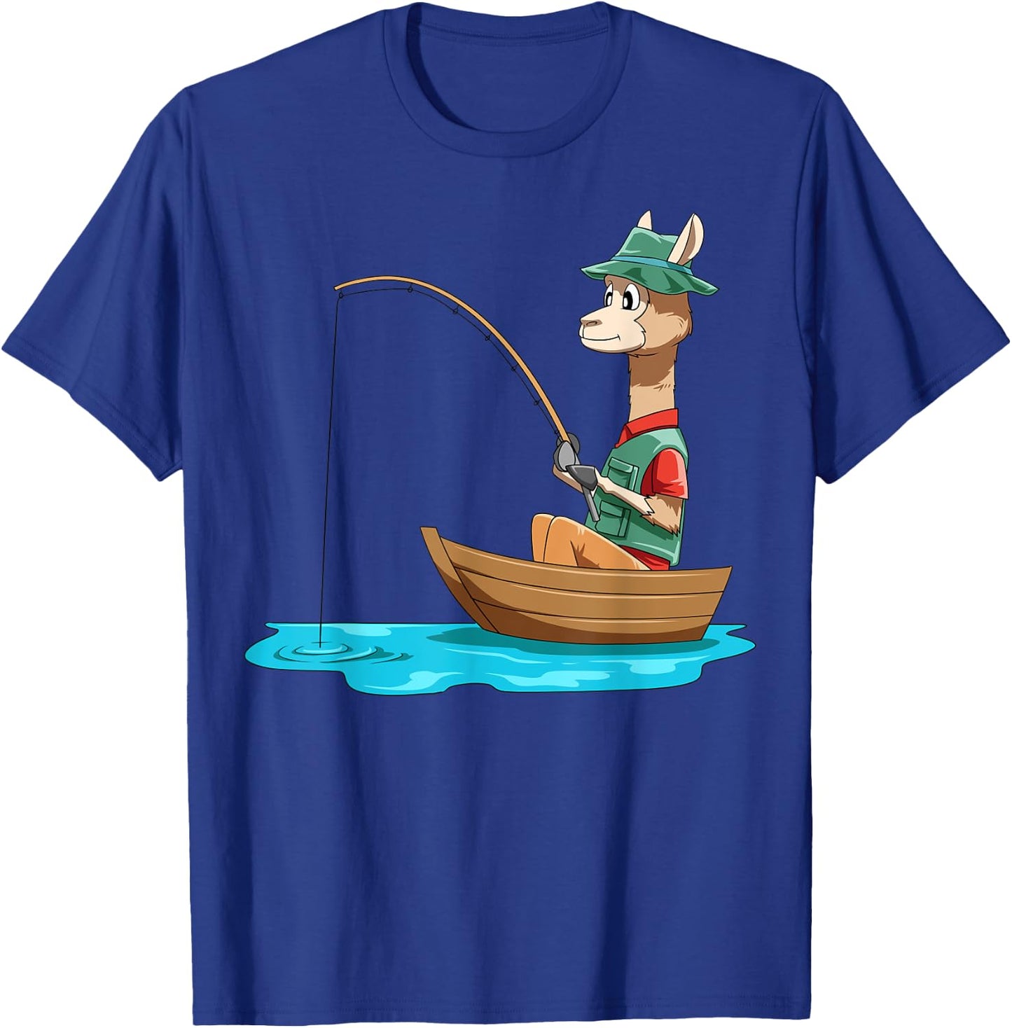 Llama Fishing Llama Fisherman Boat Fishing Lovers T-Shirt - T-Shirt | Royal