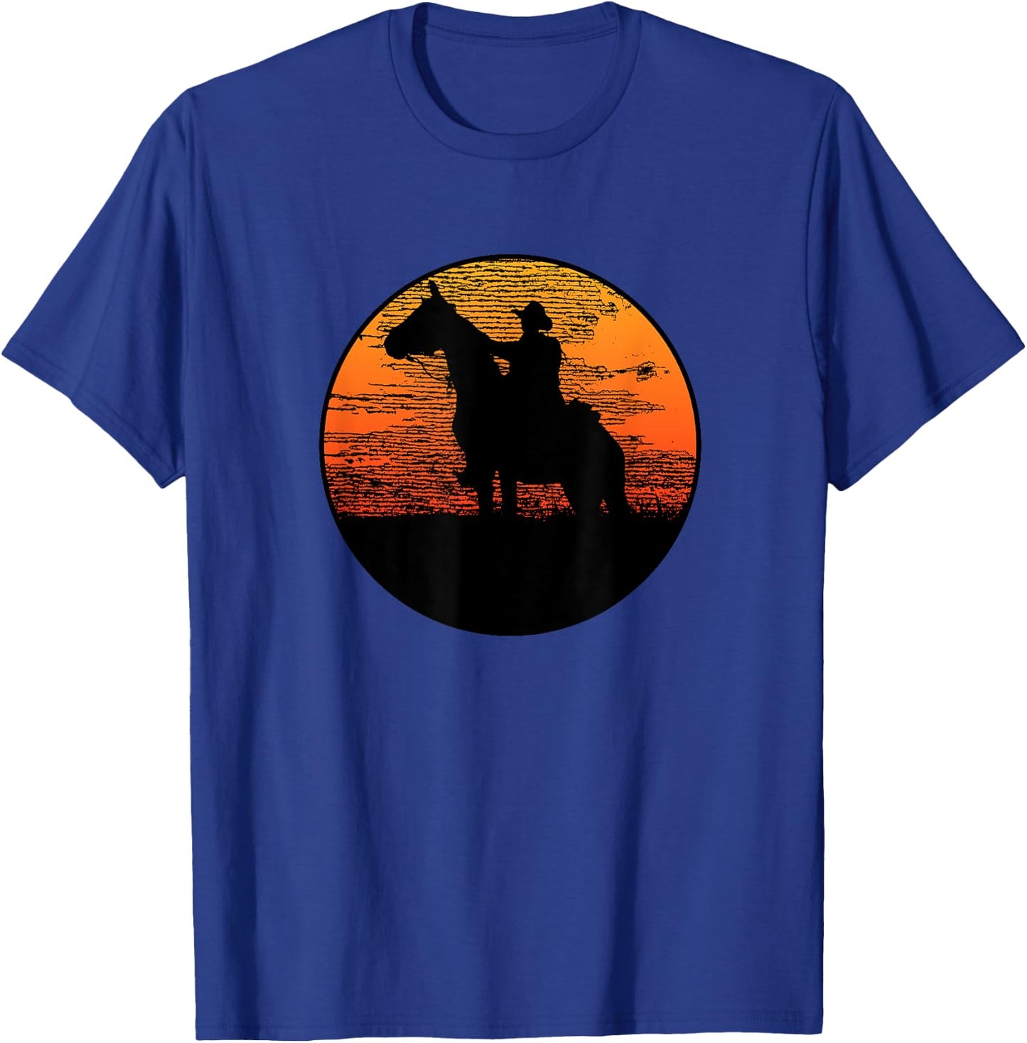 Western Style T33Z -Adults Kids Western Horse Graphic Black Small Classic Fit Pull On Short Sleeve T-Shirt - T-Shirt | Royal