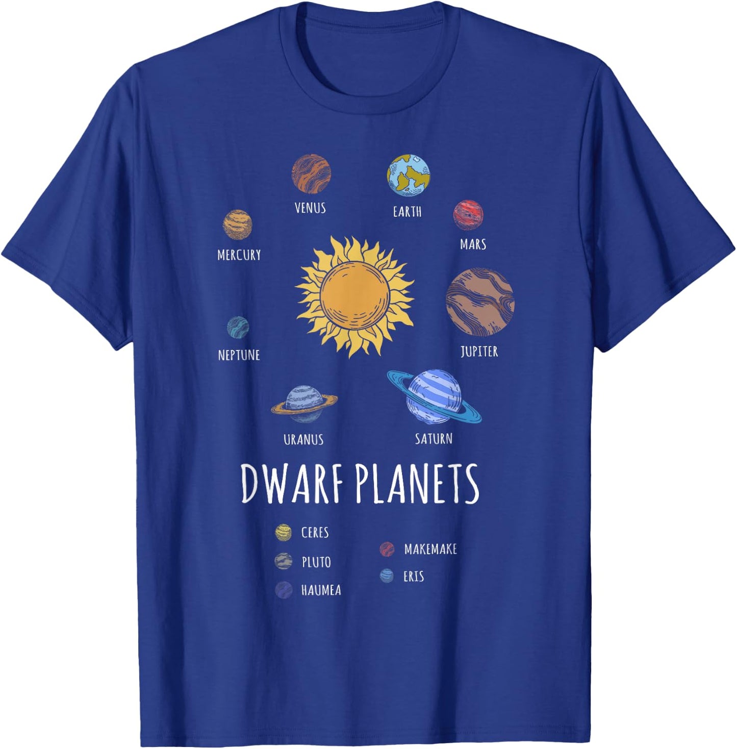 Solar System Dwarf Planets Outer Space Astronaut T-Shirt - T-Shirt | Royal