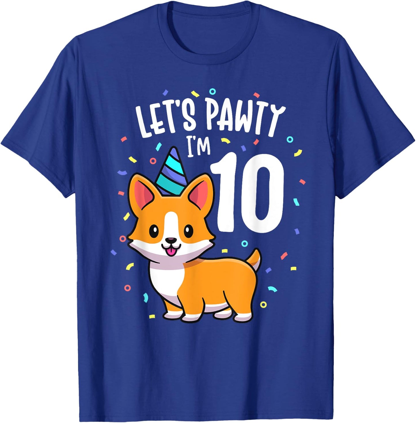 10 Years Old Corgi Dog Lover 10th Birthday Party Outfit Kid T-Shirt - T-Shirt | Royal