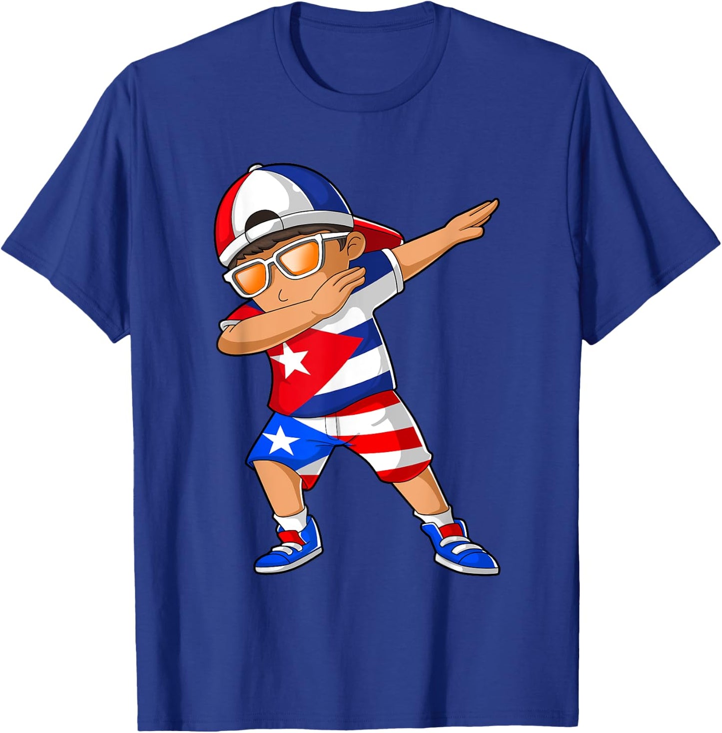 Half Cuban Half Puerto Rican Boy Kid Cuba Puerto Rico Flag T-Shirt - T-Shirt | Royal
