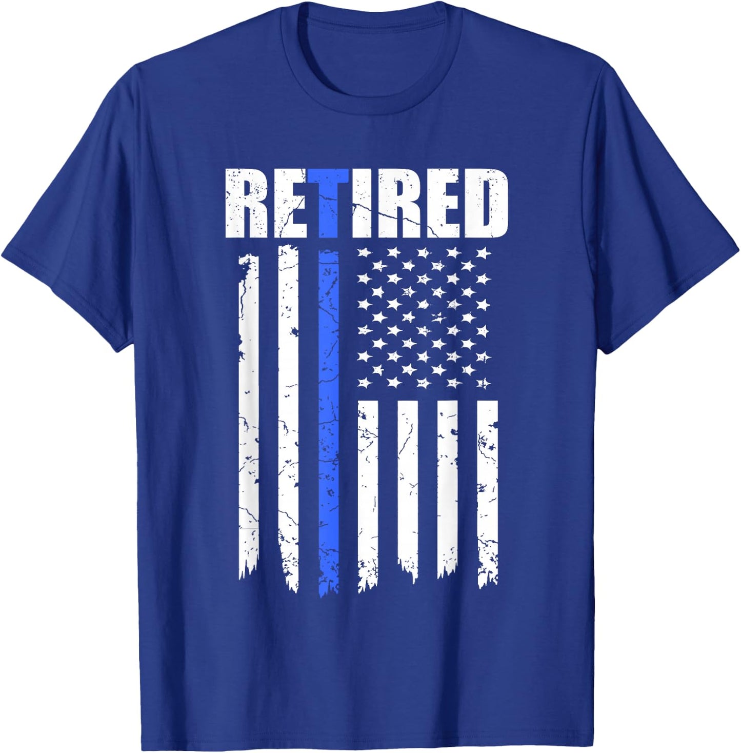 Retired Police Officer American Flag Retirement 2021 Cop T-Shirt - T-Shirt | Royal