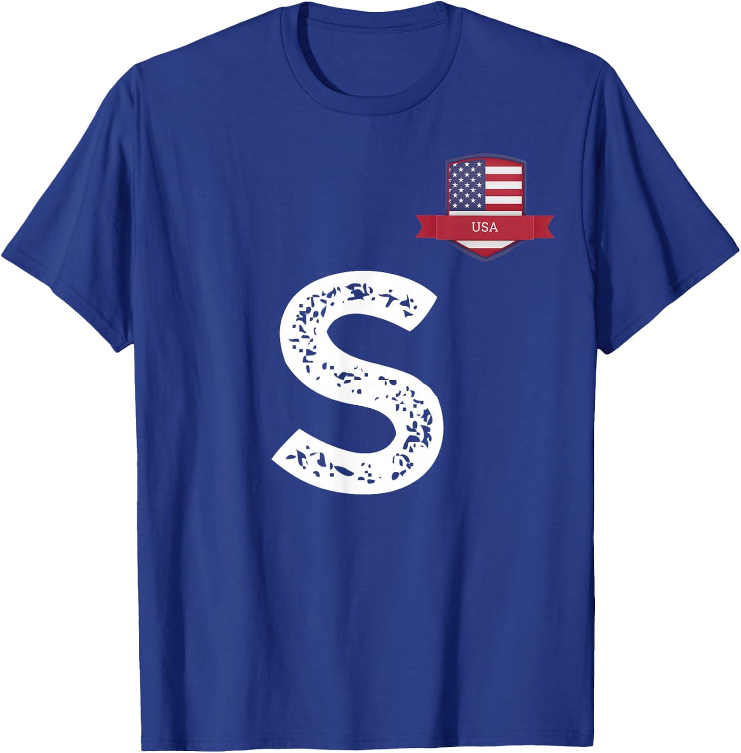 USA Flag Letter S American USA T-Shirt - T-Shirt | Royal