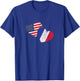 USA France Heart Country Flag American French T-Shirt - T-Shirt | Royal