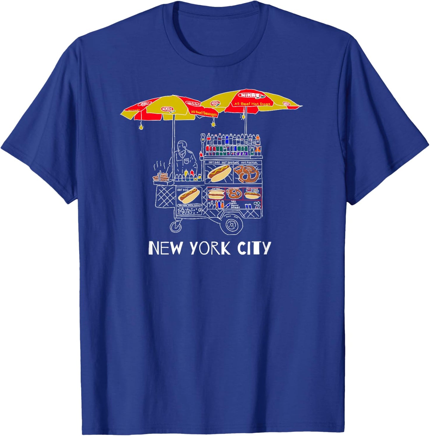 New York City Hot Dog and Pretzel Street Vendor for NYC Fan T-Shirt - T-Shirt | Royal