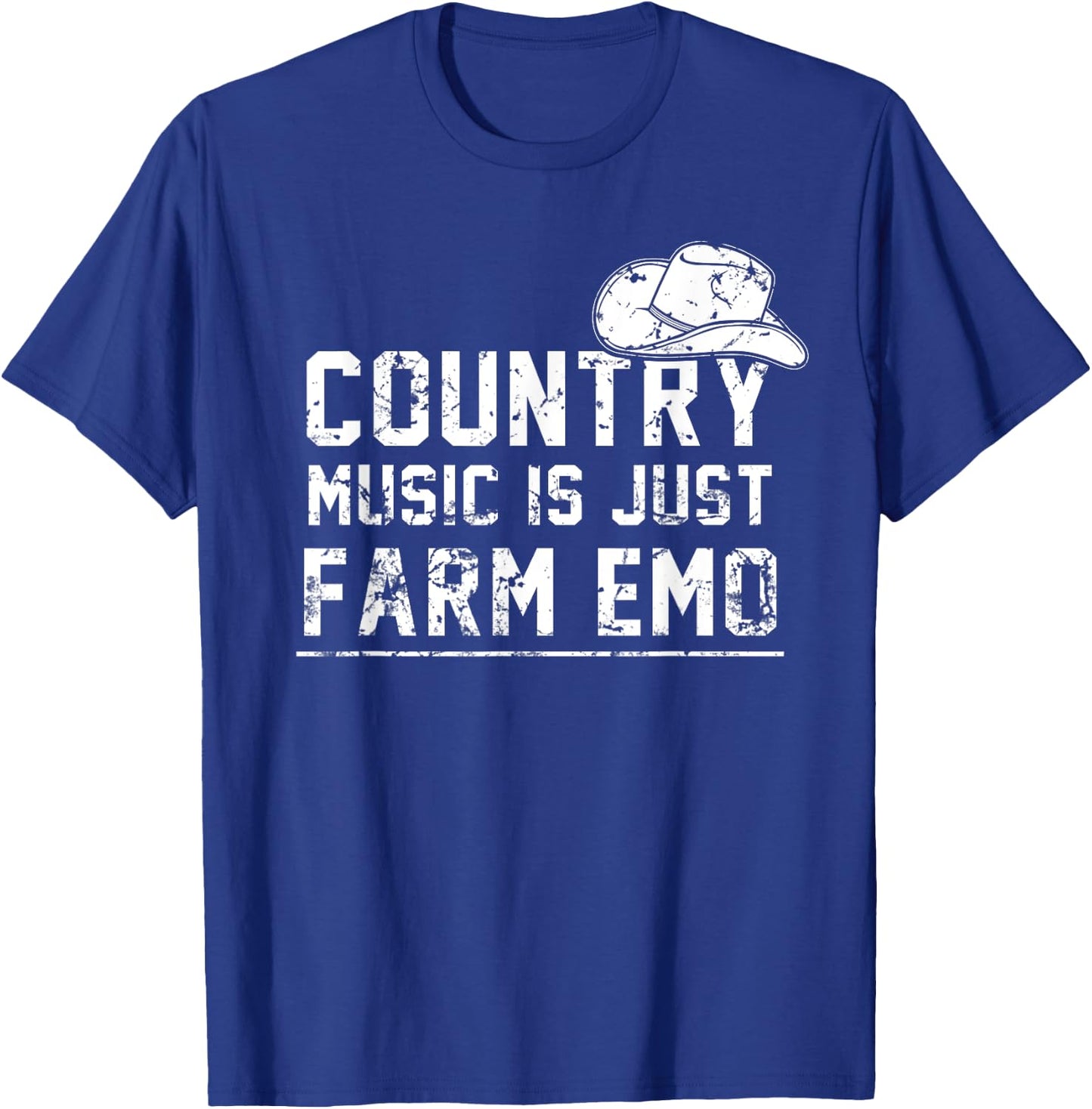 Unique Country Music Is Just Farm Emo Funny Western Hat T-Shirt - T-Shirt | Royal