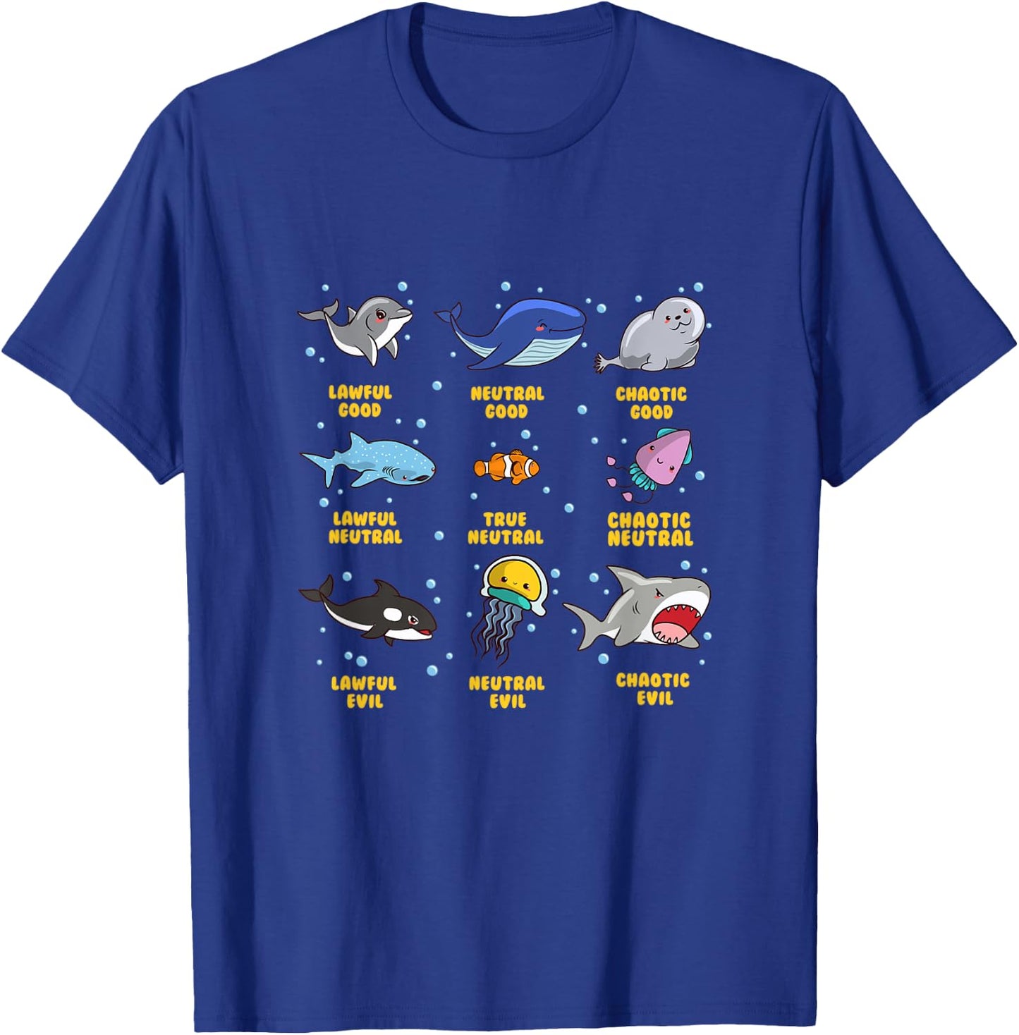 Sea Animal Alignment | Nerdy Marine Biology/Life RPG Gamer T-Shirt - T-Shirt | Royal