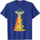 Funny Pizza UFO Alien Eating Pizza a UFO Extraterrestrial T-Shirt - T-Shirt | Royal