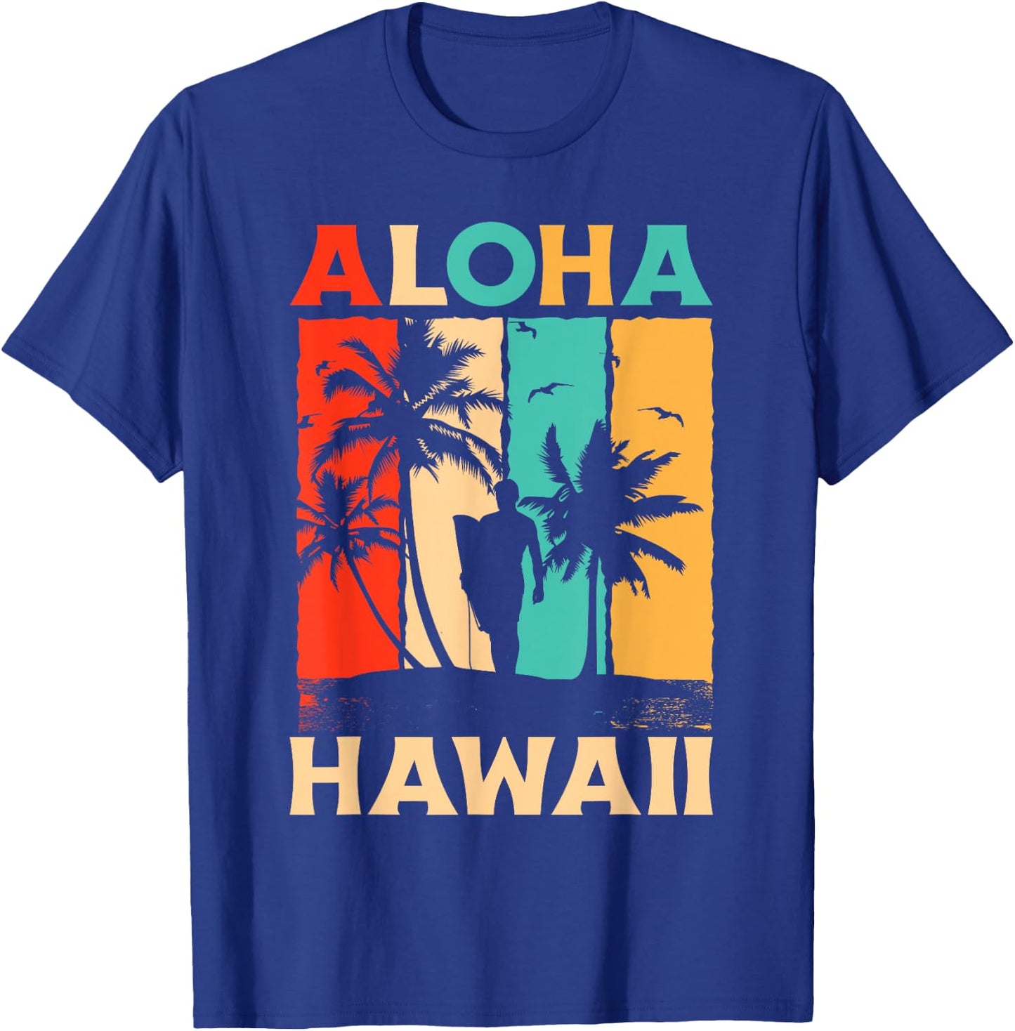Aloha Hawaii State Hawaiian Island Retro Vintage T-Shirt - T-Shirt | Royal