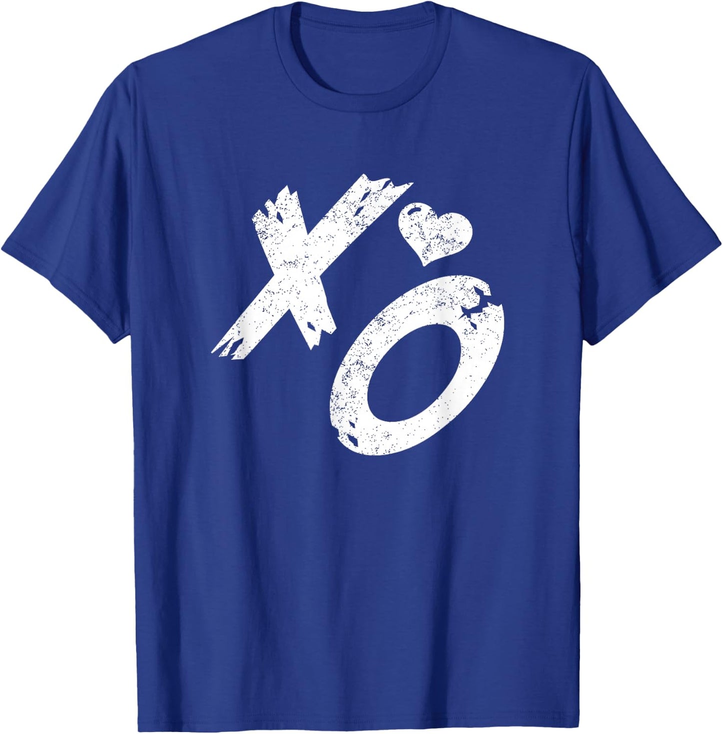 XO Hugs & Kisses with Distressed Heart Vintage Retro T-Shirt - T-Shirt | Royal