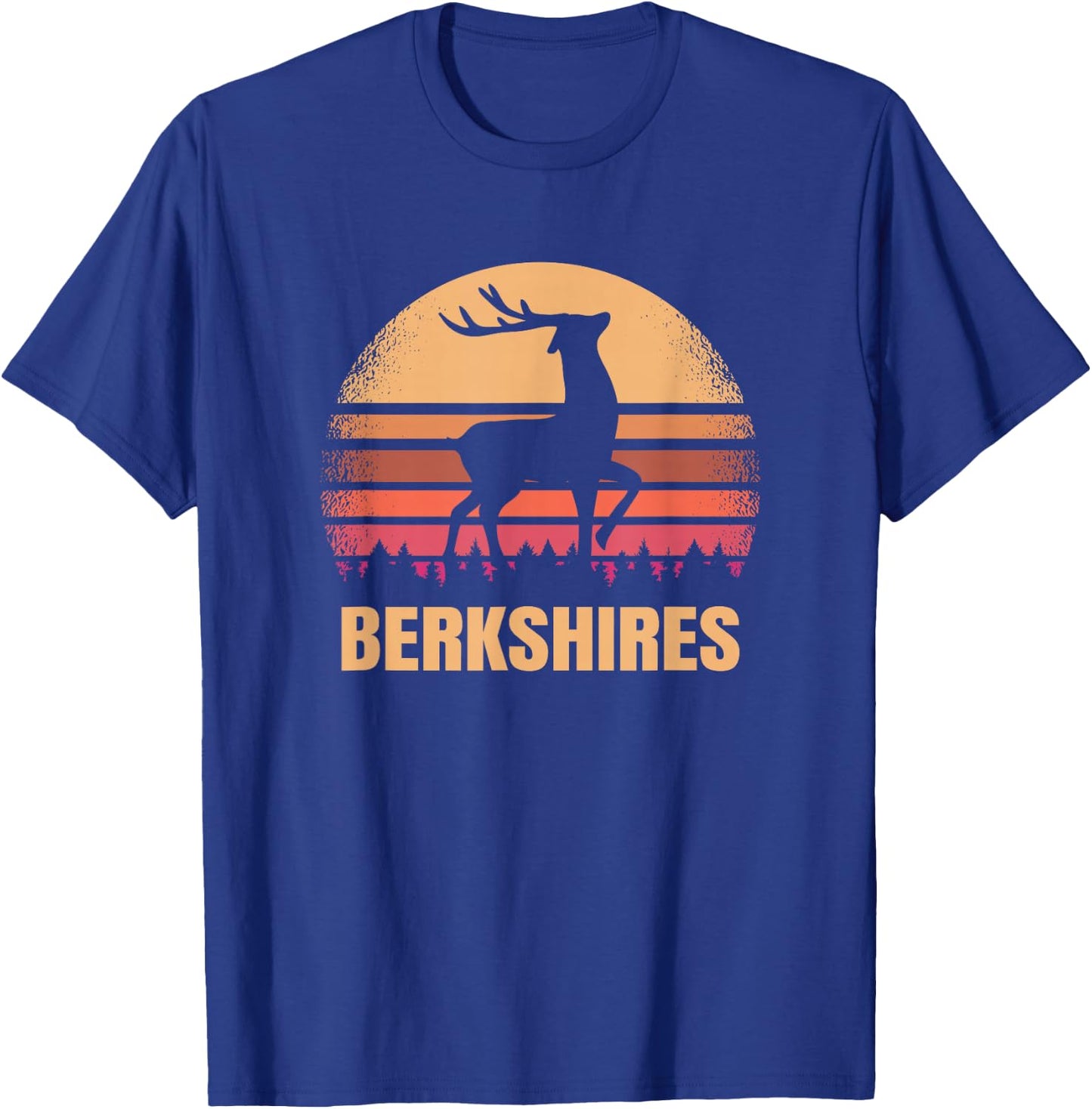 Berkshires Massachusetts Vintage Deer MA Distressed Retro T-Shirt - T-Shirt | Royal