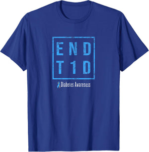 END T1D, Distressed Diabetes Awareness T-Shirt - T-Shirt | Royal