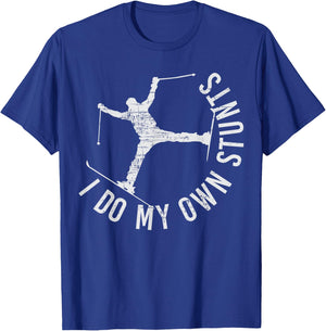 I Do My Own Stunts Funny Ski Skiing Gift Women Kids T-Shirt - T-Shirt | Royal