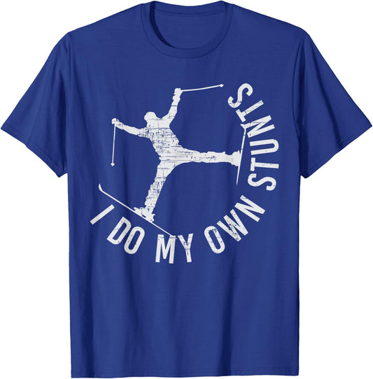 I Do My Own Stunts Funny Ski Skiing Gift Women Kids T-Shirt - T-Shirt | Royal