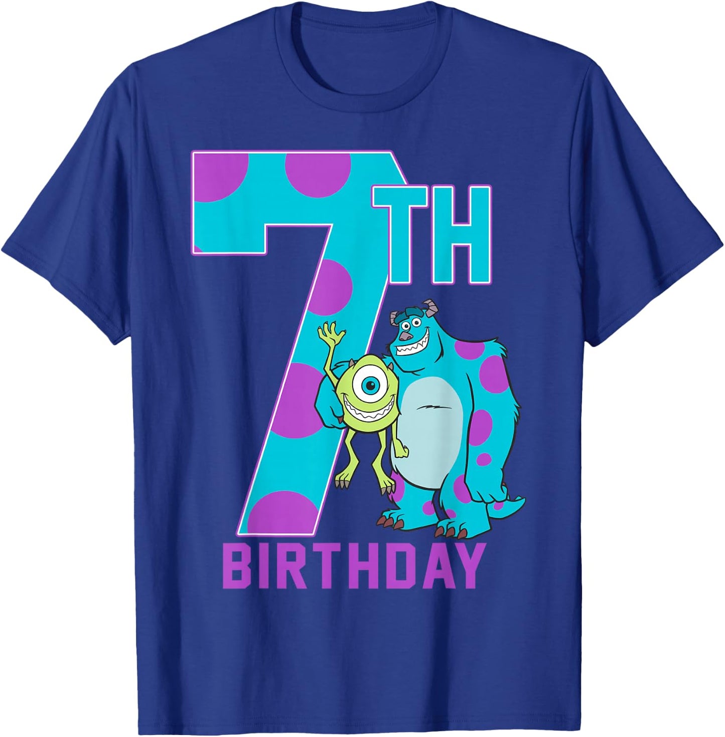 Disney Pixar Monsters Inc. Mike & Sully Happy 7th Birthday T-Shirt - T-Shirt | Royal