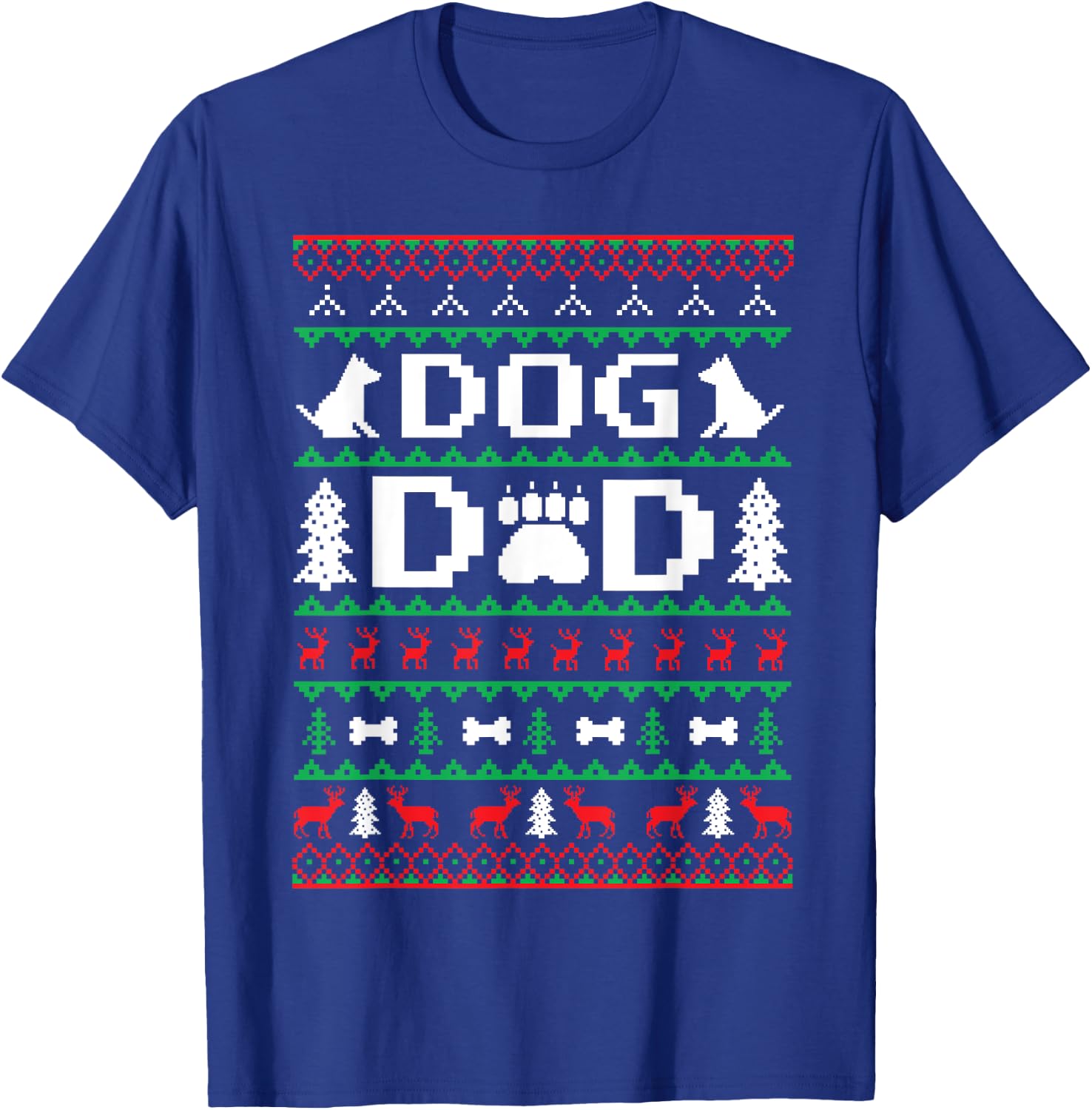 Christmas Dog Dad Shirt Ugly T-Shirt - T-Shirt | Royal