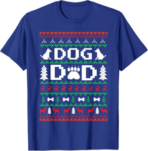 Christmas Dog Dad Shirt Ugly T-Shirt - T-Shirt | Royal