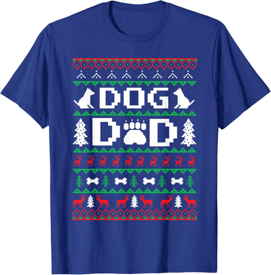 Christmas Dog Dad Shirt Ugly T-Shirt - T-Shirt | Royal