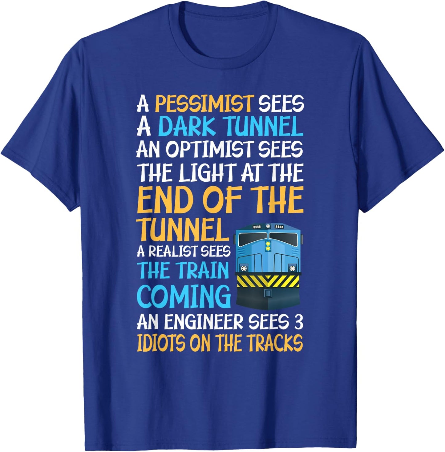 Funny Train Guide - 3 Idiots on the Tracks T-Shirt - T-Shirt | Royal
