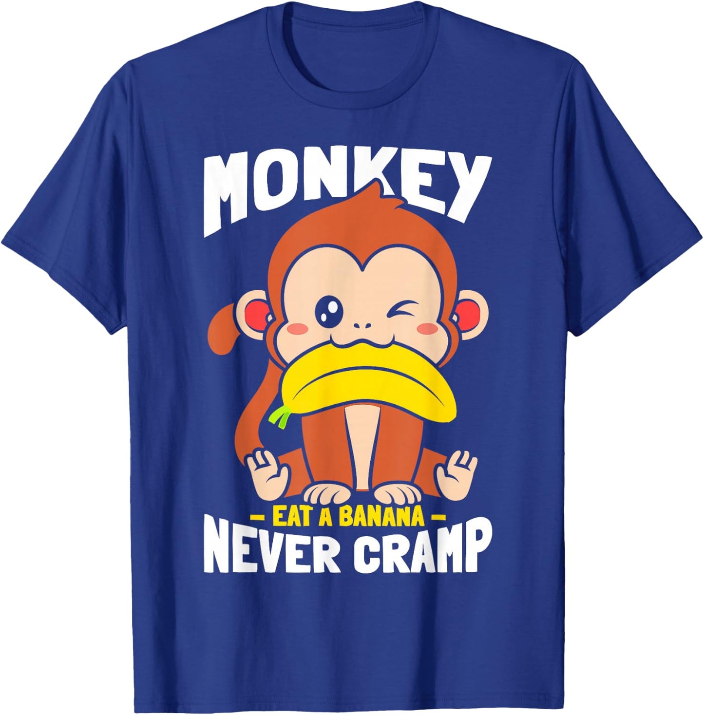Monkey Eating Banana Never Cramp T-Shirt - T-Shirt | Royal