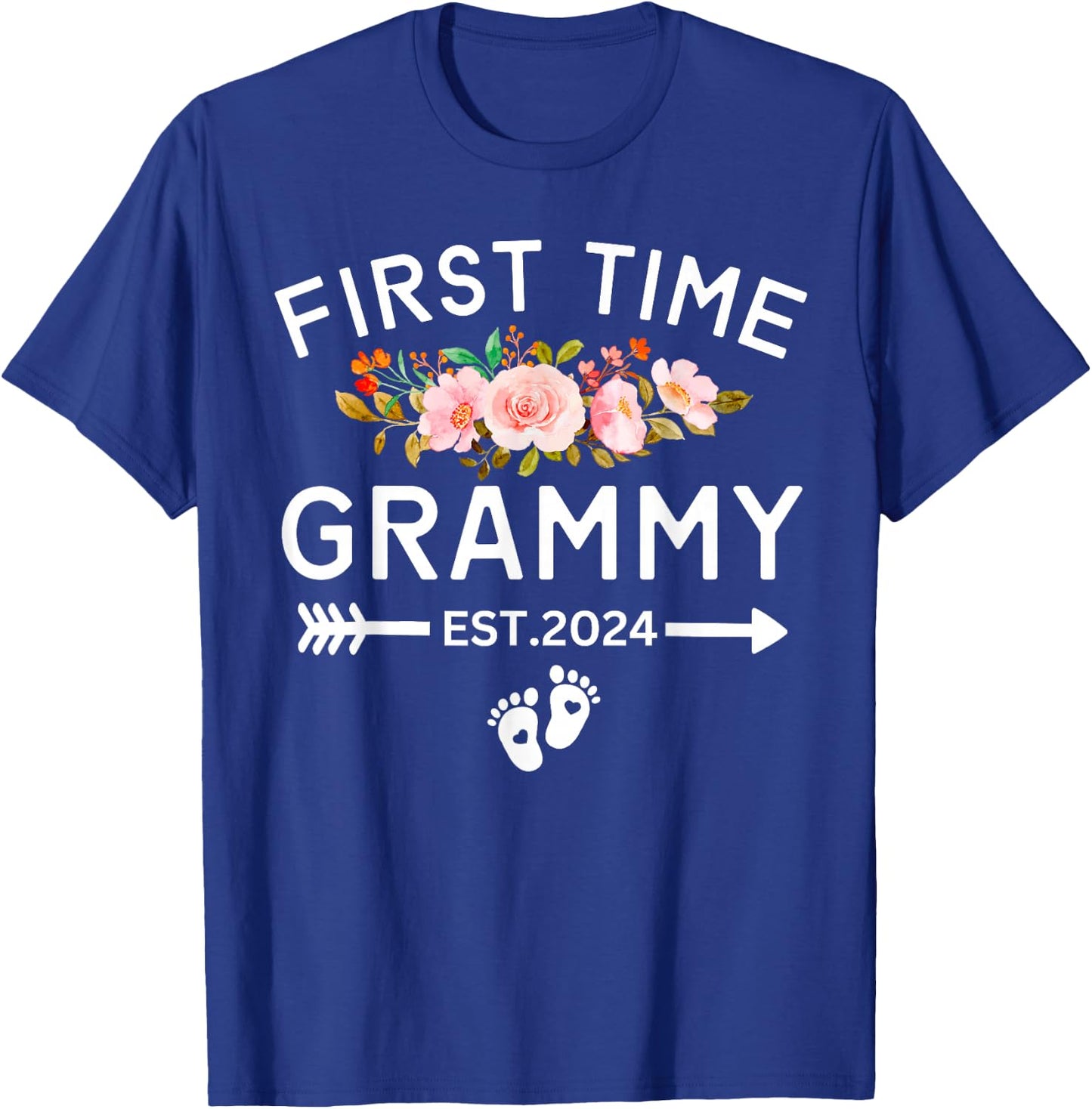 First Time Grammy Est 2024 Promoted To New Mom Baby Shower T-Shirt - T-Shirt | Royal