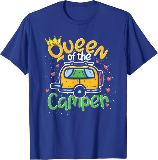 Outdoor Camping Caravan Queen Camper Motorhome Camping T-Shirt - T-Shirt | Royal